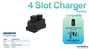 Док-станция (расширитель портов) M3 Mobile M3 Battery charging station for US20, 4 Slot Battery Charging Station. Requires power supply (US20-PWSP-2XX sold separately) M3 Mobile