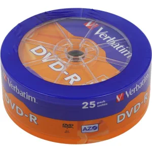 Диск DVD-R Verbatim 4.7Gb 16x Cake Box (25шт) (43730) Verbatim