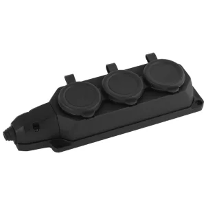 Колодка каучуковая ЭРА с/з 3гн 16A IP44 черная Эра