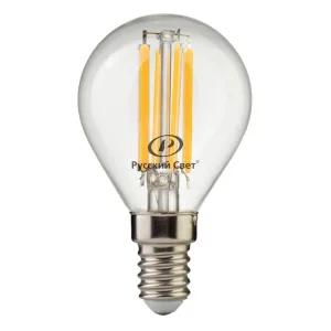Лампа светодиодная филаментная RS F P45 E14 7W 220-240V 2700К 7Вт 810лм Ra 90 шар Русский Свет 15011245089 Русский Свет
