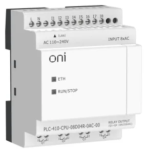 Модуль ЦПУ ПЛК 410 8 DI 4 RO 220В AC с Ethernet портом без экрана ONI PLC-410-CPU-08D04R-0AC-00 ONI