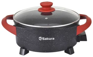(Поврежденная упаковка) Электросковорода SAKURA SA-7715BR Master Chef 1800-2000Вт 30х10см кругл черн/красн Sakura