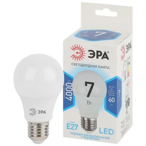 Лампа светодиодная ЭРА LED smd A60-7w-840-E27.. Эра