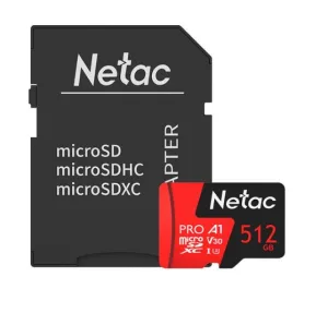 Флеш карта MicroSD card Netac P500 Extreme Pro 512Gb, retail version w/SD adapter NETAC