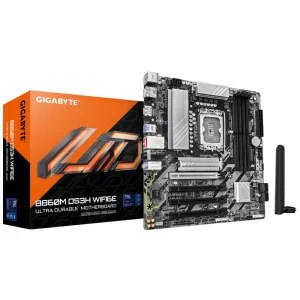 Материнская плата GIGABYTE B860M DS3H WIFI6E, LGA1851, Intel B860, 4xDDR5, 4xSATA, 2xM.2, 1xPCIe 5.0 x16, DisplayPort, HDMI, 1x2.5Gb LAN, 3x3.5 мм, 7.1, microATX Gigabyte