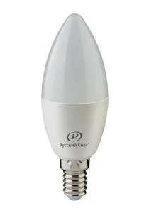 Лампа светодиодная RS C37 E14 6W 220-240V 2700К 6Вт 600лм Ra 90 свеча Русский Свет 15010545056 Русский Свет