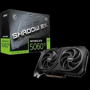 Видеокарта MSI RTX 5060 Ti 16G SHADOW 2X OC PLUS, NVIDIA RTX 5060 Ti, 16 ГБ GDDR7, 128 бит, PCI-e 5.0, 1xHDMI, 3xDP, 2617 МГц MSI