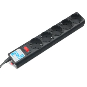 Фильтр-удлинитель Power Cube 5,0 м 5 розеток (черный графит) 10А/2,2кВт Surge protector Power Cube SPG5-C5 Электрическая мануфактура