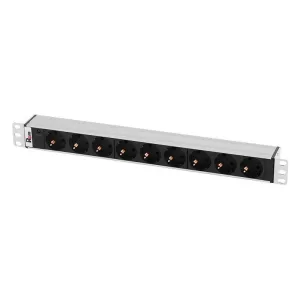 Блок розеток Rem-10 R-10-9S-I-440-Z без шнура с инд., 9 Sсhuko, вход IEC 60320 C14, 10A, алюм., 19" REM