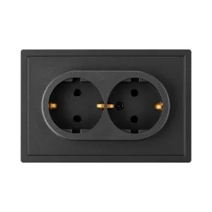 Розетка Bylectrica Роз. 2-местн. СУ с земл. серия CARRE, графит (РС16-0642) Bylectrica