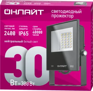 Прожектор светодиодный 71 657 OFL-30-4K-BL-IP65-LED 30Вт 4000К IP65 2400лм черн. 71657 Онлайт