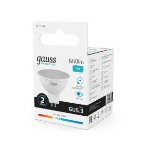 Лампа светодиодная Gauss 13529 LED Elementary MR16 GU5.3 9Вт 4100К Gauss