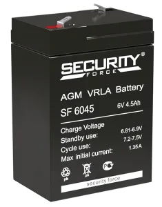 Аккумуляторная батарея SECURITY FORCE Аккумуляторная батарея для ОПС SF 1207 (6V / 4.5Ah) (4614030010013) SF 6045 Delta Battery