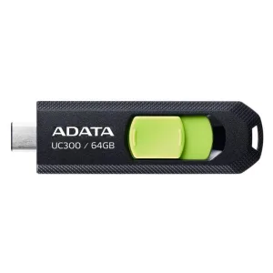 Флешка USB ADATA UC300 (ACHO-UC300-64G-RBK/GN), 64Gb, Type-C USB 3.2, R/W 100/30, черный/зеленый ADATA