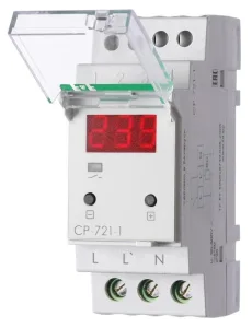 Реле напряжения CP-721-1 (однофазное; цифровая индикация; напряжение питания 50-450В контакт 1NO 63А встроен. таймер регистрация аварий в памяти индикация текущего напряжения) (аналог УЗМ) F&F EA04.009.013 Евроавтоматика F&F