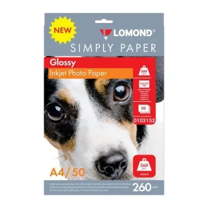 Фотобумага Lomond Simply 0102152 A4/260г/м2/50л./белый CIE148% глянцевое для струйной печати Lomond