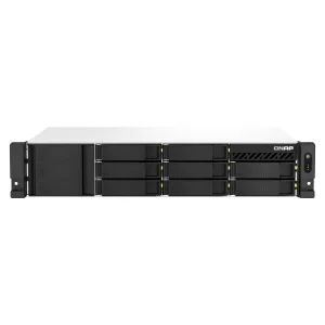 Сетевое хранилище SMB QNAP TS-873AeU-RP-4G NAS 8 HDD trays, 2x 2.5 GbE. 64-bit 4-core AMD V1500B 2,2 GHz, 4 Gb. RAM (1*4 Gb) up to 32Gb (2*16 Gb), 2 x M2 2280 (PCIe Gen3 x 1), 2xPSU W/o rail kit RAIL-B02 Qnap