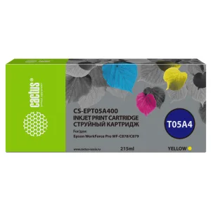 Картридж струйный Cactus CS-EPT05A400 (T05A4) желтый (215 мл) для Epson WorkForce Pro WF-C878/C879 Cactus